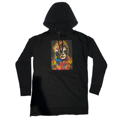 Cut & Sew Black Long-Sleeve Hoodie