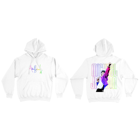 Michael Jackson Rainbow Signature White Hoodie