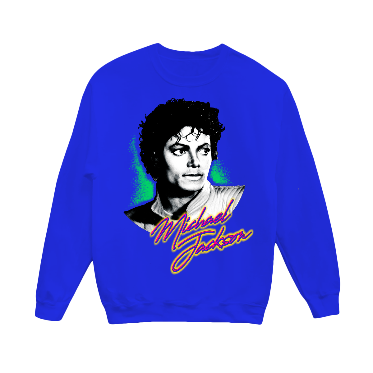 Michael Jackson Photo Glow Royal Blue Crewneck