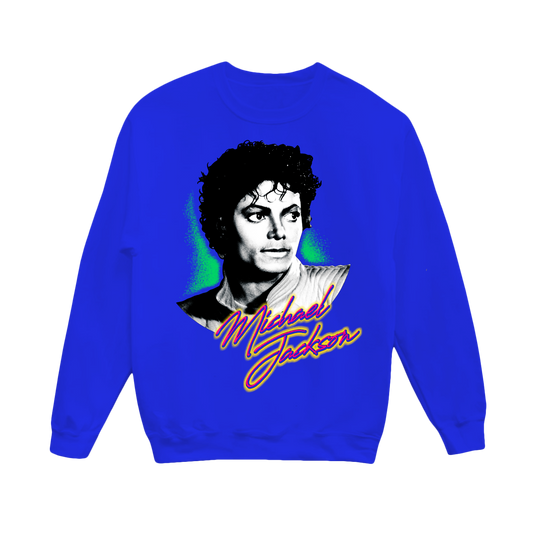 Michael Jackson Photo Glow Royal Blue Crewneck