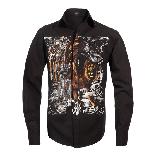 Michael Jackson x Mission Crystal Lion Long Sleeve Shirt - Black