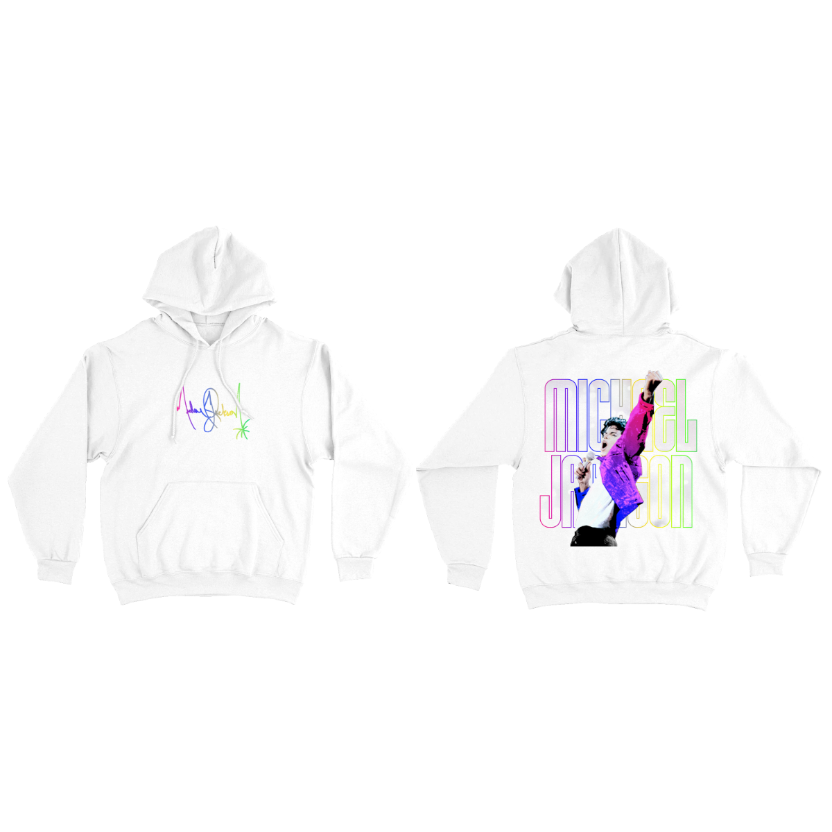 Michael Jackson Rainbow Signature White Hoodie